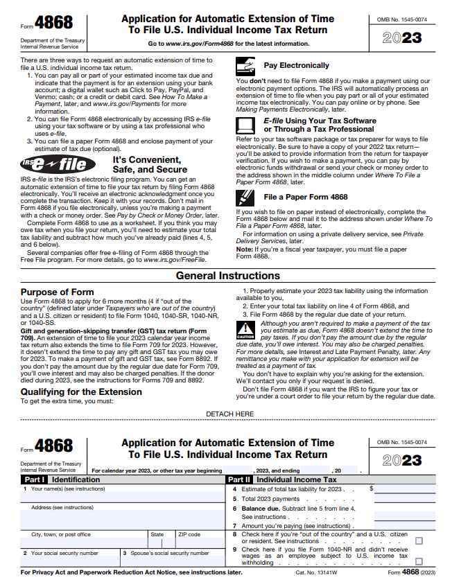 IRS form 4868